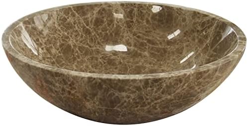 Light Emperador Marble Round Vessel Sink Full Polished
