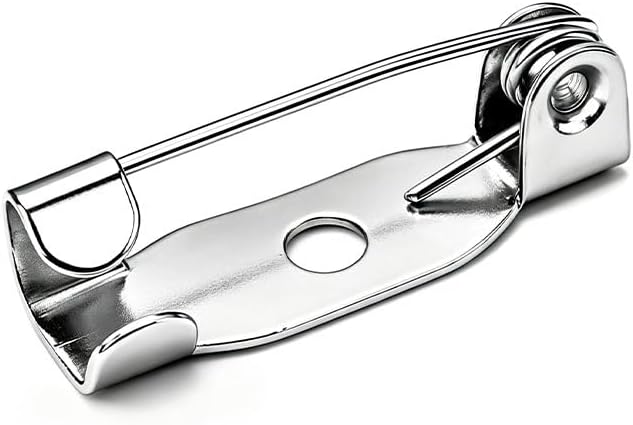 Silver Safety Brooch Pin Backs 50 Pack Clasp Hardware (15mm)