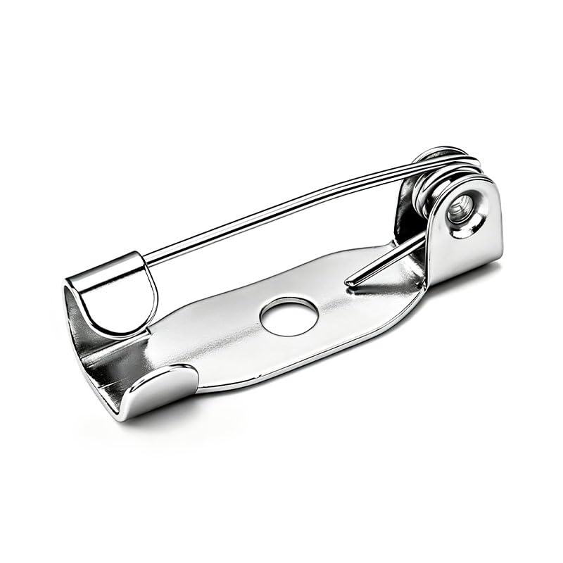 50Pcs Brooch Pins Safety Bar Pin Backs Silver (15mm)