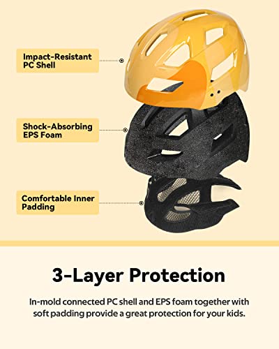 Funwict Kids Bike Helmet With Visor Children Bicycle Helmets Cycling Helmet For Youth Boys And Girls Ages 5-13 Adjustable Size 20.5-22In./52-56Cm (Yellow-S) #TOP2