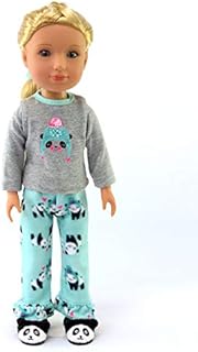 American Fashion World Winter Panda Pajamas for 14-Inch Dolls | Premium Quality & Trendy Design | Dolls Clothes | Outfit Fashions for Dolls for Popular Brands