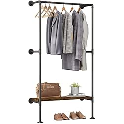 Perchero Industrial Ikea WOLTU Perchero de Burro, Riel para Ropa de Tubos, Perchero Industrial de Pared con Estante de Almacenamiento, Sistema de Armario Abierto para Dormitorio y Tienda de Ropa, SRY42shei