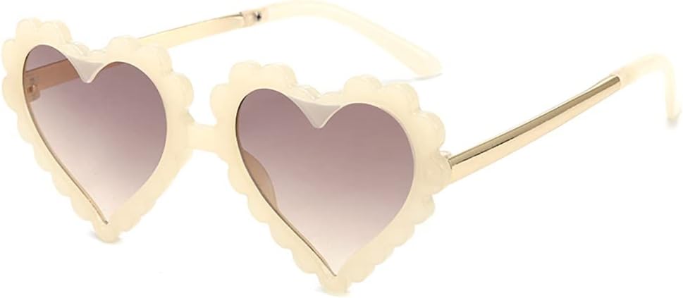 Kids Heart Shaped Sunglasses for Girls Boy Cute Glasses UV 400 Protection Outdoor Beach Children
