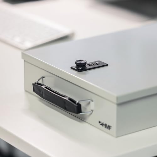 HMF 1413-07 Abschließbare Dokumentenkassette mit Zahlenschloss | DIN A4 | Lichtgrau