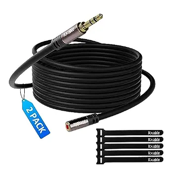Kxable 3.5mm Audio Extension Cable, 8 Feet Male to Female Aux Cable (2 Pack with 5 Cable Ties)