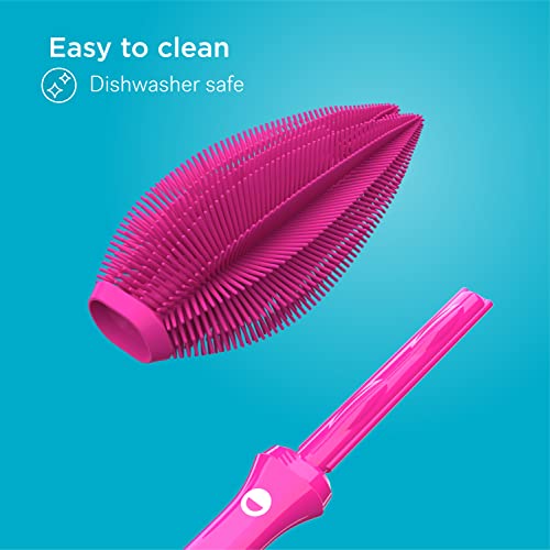 Smilo Silicone Baby Bottle Brush - Soft Touch Baby Bottle Cleaner With Flexible Twin Tip To Get Cups, Glasses And Baby Bottles Extra Clean - Food-Grade Silicone, Dishwasher Safe & Bpa-Free - Pink #TOP3