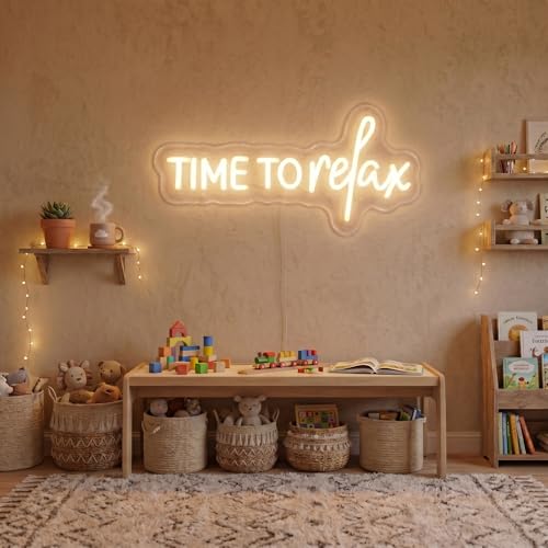 Image of TIME To relax Warm White Neon Sign for Wall Decor Led Neon Lights for Wedding Party Beauty Salon Gym Store Game Room Decorations
