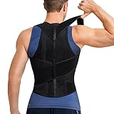 Junlan Men Back Brace Adjustable Back Support for Neck, Shoulder and Back (Black,M)