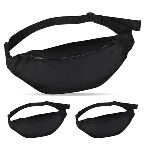INNOLIFE Unisex Fanny Pack for Women Men, Fashion Sporty Multi-purpose 2-Zipper Waist Belt Bag Fanny Pack Adjustable Strap for Sport Hiking Traveling Passport Wallet (3, Black (Extended Strap))