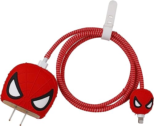 Image of LATALI Cartoon 3D Design Protective Case Compatible with Apple 18W - 20W USB-C Power Adapter Charger, Protective Cover for iPhone 18W & 20W Power Adapter Charger with Wire Saver. (Spiderman)