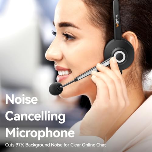 Wantek Telefon Headset mit Geräuschdämpfungsmikrofon, RJ9 Büro Telefon Headsets kompatibel mit Avaya Voip Telefon Grandstream Cisco Panasonic