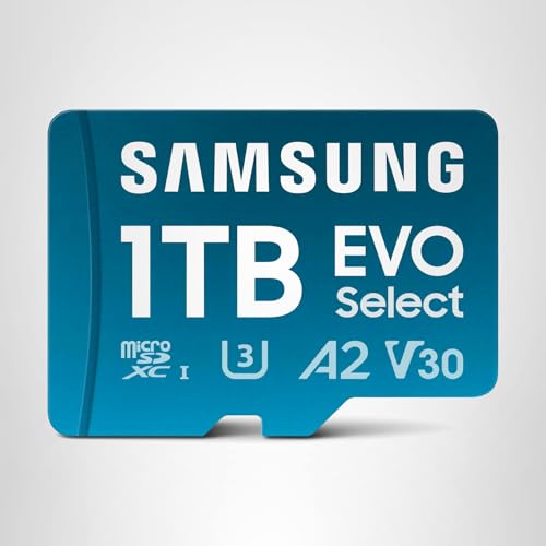 Samsung EVO Select microSDMemory Card + Adapter, 512GB microSDXC, Up-to 160 MB/s, 4K UHD, UHS-I, C10, U3, V30, A2, for Mobile Phone, Smartphones, Nintendo-Switch, and Tablets (MB-ME512SA/AM)
