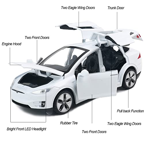Diecast Car Model X Toy, 1:32 Scale Zinc Alloy Casting Pull Back Vehicles Door Opening With Sound And Light, Mini Electronic Toys Model X90 Collectible Car Toy For Toddlers Kids Birthday Gift #TOP4