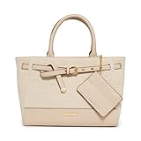Anne Klein Belt Detail Satchel with Card case, Lurex Canvas/Clay