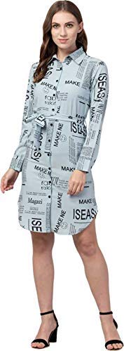 NSS Women's Newspaper Printed Dress (Light Blue