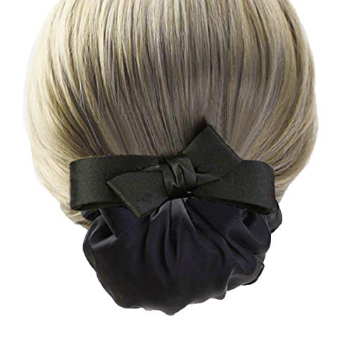 Pinza para cabello con red y moño color negro miniatura 1