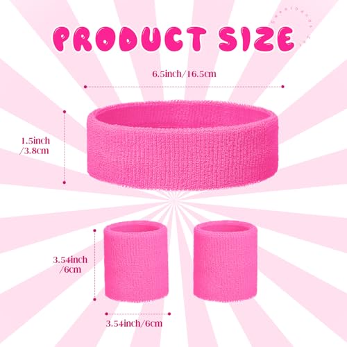 Image of Bememo 36 Pcs Neon Sweatbands Set for Kids 12 Headbands 24 Wristbands Bulk Sports Sweat Bands Athletic for Children Basketball Tennis Running Gym Student Gifts Glow Party