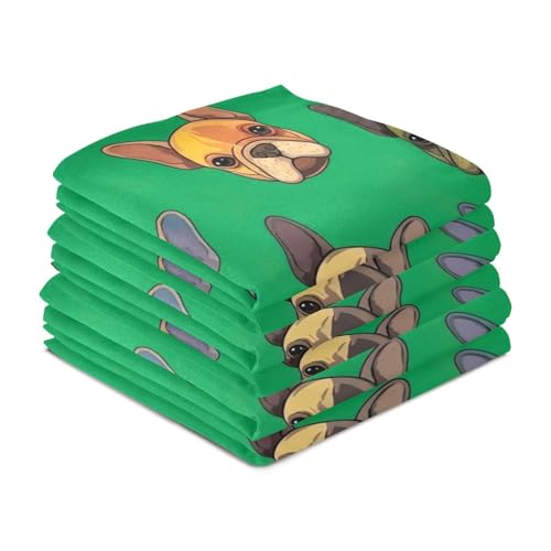 Torchons Cute Dogs en polyester vert vif de 71x45,7 cm lot de 6