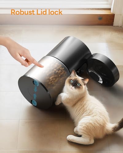Image of POOEKEN Automatic Cat & Dog Feeder - Auto Food Dispenser with 1-6 Meals, Customized Feeding Schedule - 6L Capacity