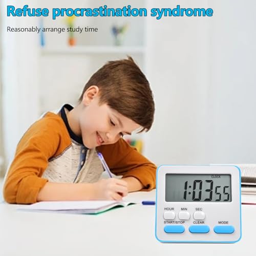 Multi-functional Digital Kitchen Timer - ABS material, loud alarm, large numbers, cooking timer, convenient storage, back with plastic magnetic heel stand (white+blue) - Image 6