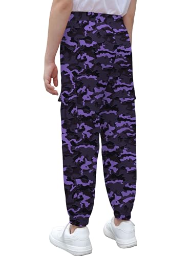 Image of Cromoncent Girls & Womens Camo Print Cargo Pants Outdoor Lightweight Jogger Baggy Pants, 6 Years - XX-Large