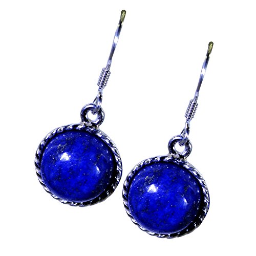 Boucles d'oreilles lapis lazuli véritable bijoux artisanaux rétro argent sterling 925