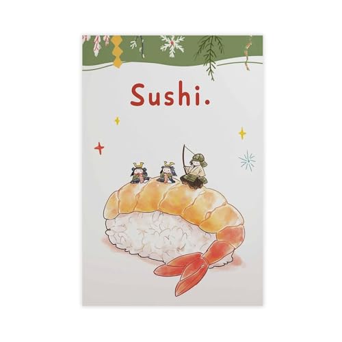 Impression sur toile de style japonais cadeau crémaillère motif sushis 61x91,4 cm