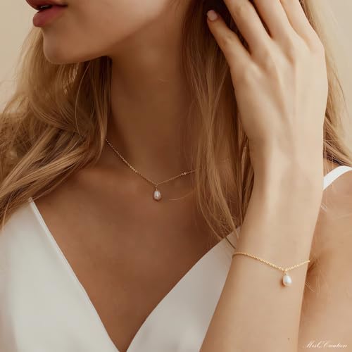 Freshwater Single Pearl Pendant Necklace for Women One Pearl Gold Layered Choker Stack Necklace Waterproof Summer Jewelry4