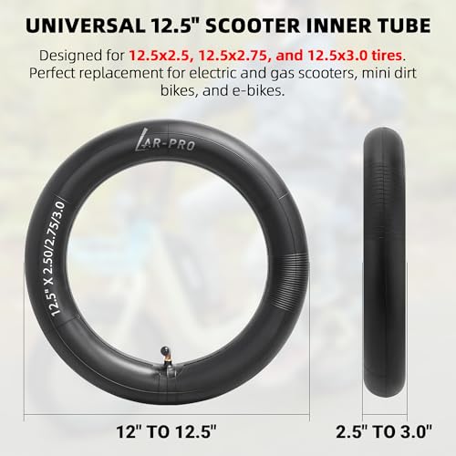 Image of AR-PRO 12.5 x 2.5 /2.75 /3.0 Scooter Inner Tubes with TR87 Angled Valve Stems - Heavy-Duty Tubes Compatible with Razor Pocket Mod, MX350, MX400, Schwinn GT, Currie, and Mini Dirt Bikes (2-Pack)