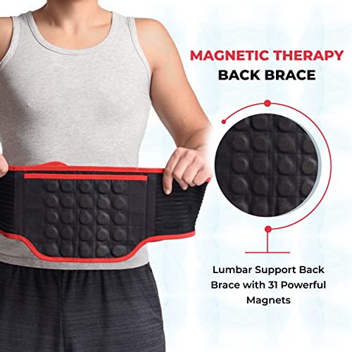 Maxar Bms-511 Lumbar Support Back Brace With 31 Powerful Magnets, Far Infrared Technology, Magnetic Therapy Belt, Pain And Stress Relief, Sciatica, Scoliosis, Herniated Disc, X-Large 40”-45” #TOP2
