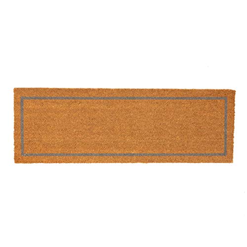 Nicola Spring Coir Double Door Mat - 120 x 40cm - Grey Inset - Pack of 1 - Decorative Indoor Large Front Door Mat Entry Dirt Trapper Rug Outdoor Boot Scraper Non Slip Backing Doormat