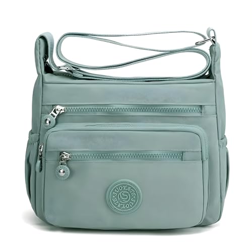 Image of TS WITH TECHSUN Women's Crossbody Sling Bag For Everyday Use, Nylon Shoulder Bag with Zipper Pockets, Adjustable Strap, Water Resistant Handbag for Travel, Shopping