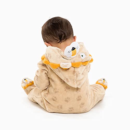Pijama Macacão Infantil Fleece Felpudo de Biichinhos (06 Meses, Leão)