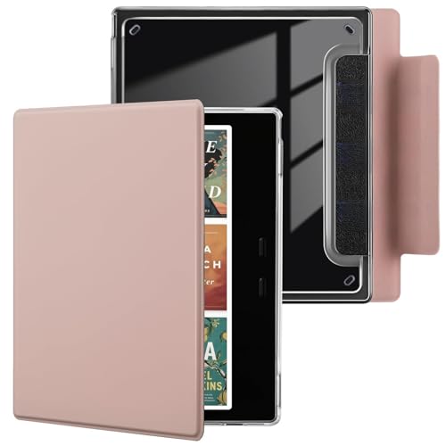 Boox Go 7 Case con tapa de oro rosa y trasera TPU transparente que absorbe impactos fuertes