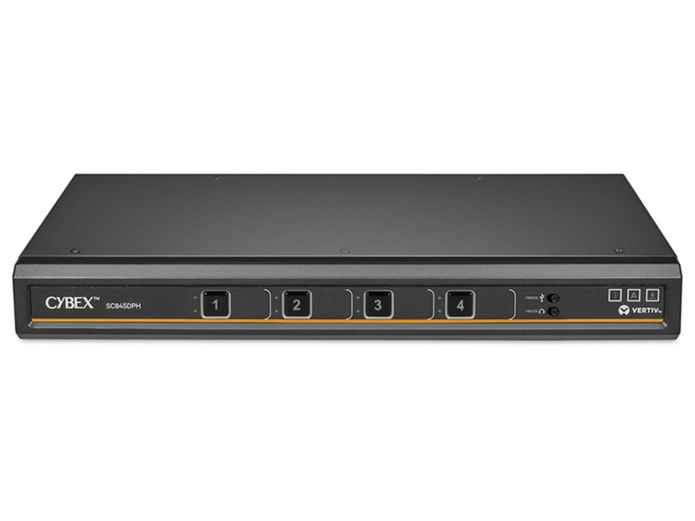 Vertiv Avocent Cybex SC800 Secure Desktop KVM, Single Head Monitor, 4 Port, Universal DisplayPort, Touch Screen Support, Common Access Card, NIAP Version 4.0 Certified, TAA Compliant (SC845DPH-400)