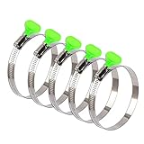 ISPINNER 5pcs 4 Inch Key-Type 304 Stainless Steel Worm Gear Hose Clamps, Adjustable Size Range 91-114mm Clamps for Dryer Vent, Dust Collector and Automotive