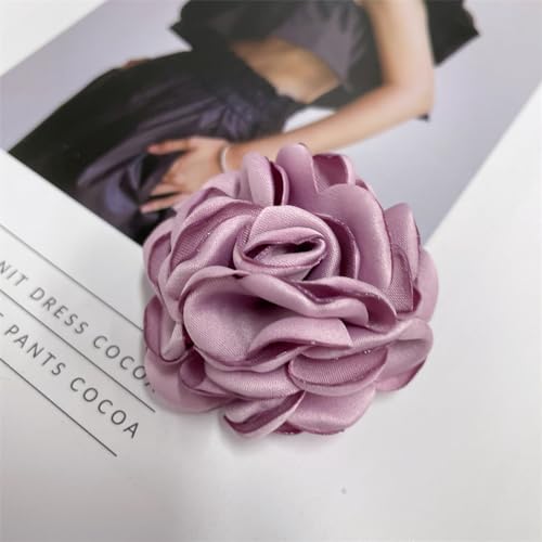 Image of Dainty Silk Rose Flower Brooch Lapel Pins for Women Men Handmade Fabric Flower Brooches Pin Classic for Wedding Party Dance Banquet Dress Suit Clothes Accessories Jewelry Gifts 60mm
