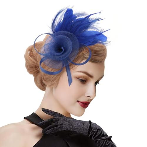 Image of DRESHOW Fascinators Hats for Women Tea Party Fascinator Hats Vintage 50s Headwear Cocktail Wedding Church Derby Hat