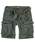 DETAILS & HIGHLIGHTS: Sommerlich leichte Cargoshort RIVFynn mit Gürtel und Taschen in den Farben Beige, Schwarz, Grau, Blau, Grün bzw. Oliv