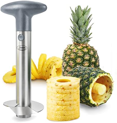 Pineapple Corer, [Upgraded, Reinforced, Thicker Blade] Newness Premium Pineapple Corer Remover, Stainless Steel Pineapple Core Remover Kitchen Tool with Sharp Blade for Diced Fruit Rings, Gray