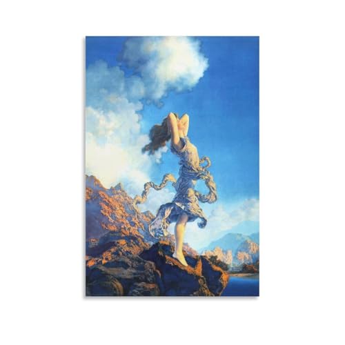 Maxfield Parrish's 'Éxtasis' - Un póster moderno y minimalista para el estudio con líneas limpias y hermosos tonos azules, 40 x 60 cm