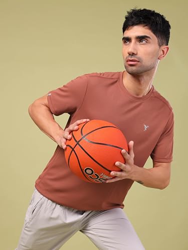 Image of TECHNOSPORT Men's Slim Fit Polyester Activewear Sports T-Shirt with Moisture-Wicking Comfort for Workout, Running & Gym