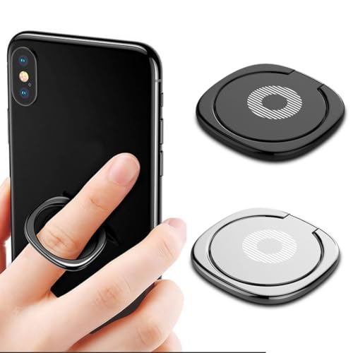 EIROVYA 2 Piezas Anillo Soporte para Movil Ultrafino, Anillo Movil,Soporte de Dedo para Teléfono Celular de Metal 360° Rotación para Smartphone Tablet