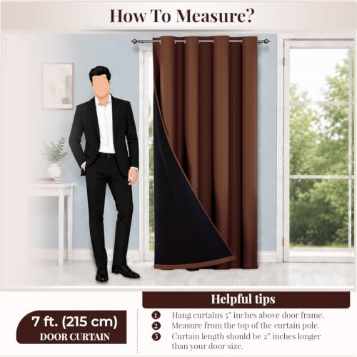 Image of HOKIPO Midnight True Blackout Curtains 7 Feet Long 1 Panel, Brown