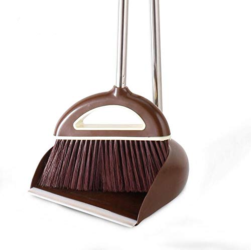 Broom set antidérapante en acier inoxydable et microfibre chocolat pour sol impeccable