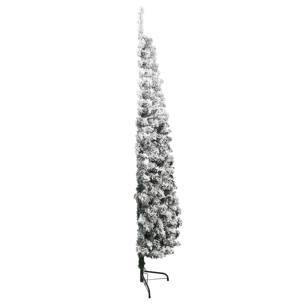 Albero di Natale a Parete INNEVATO Verde Artificiale in PVC Ignifugo h. 150 80 cm angolare salvaspazio Punte bianche Rami Slim FLOCCATO stand plastica (150 cm)