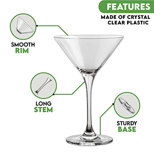 K Basix Unbreakable Martini Glasses Set Of 2 Reusable Plastic 10Oz (300Ml), Perfect For Cocktail, Whiskey, Margarita, Glassware For Home Bar, Martini Glass Birthday & Martini Set…… #TOP4