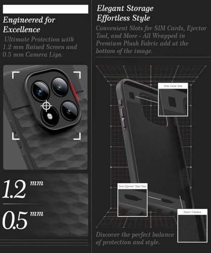 Image of WOW IMAGINE Back Cover for Mi Redmi Note 15 5G 2025 | Poco M8 5G with Hexa Cube Design | Slim Soft Rubberised Case | Inner Velvet Fabric | Silicone Flexible Mobile Case | Camera Protection - Black