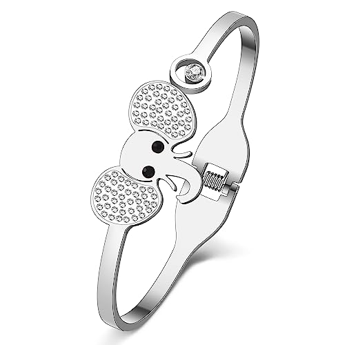 Bracelet éléphant en acier inoxydable strass dorure 18k d'exception - 2