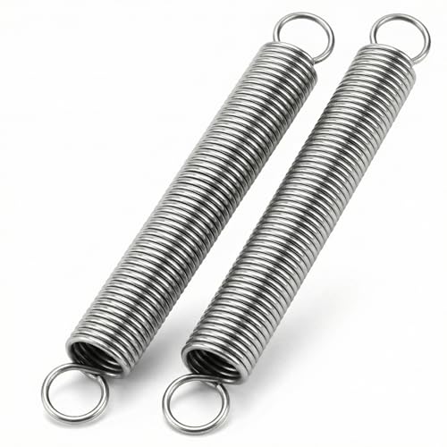 QWORK 2 Stück 304 Edelstahl Spannfeder Zugfedern, 150 mm freie Länge, Kleine Doppelhaken Zugfeder, Drahtdurchmesser 2 mm, Außendurchmesser 18 mm